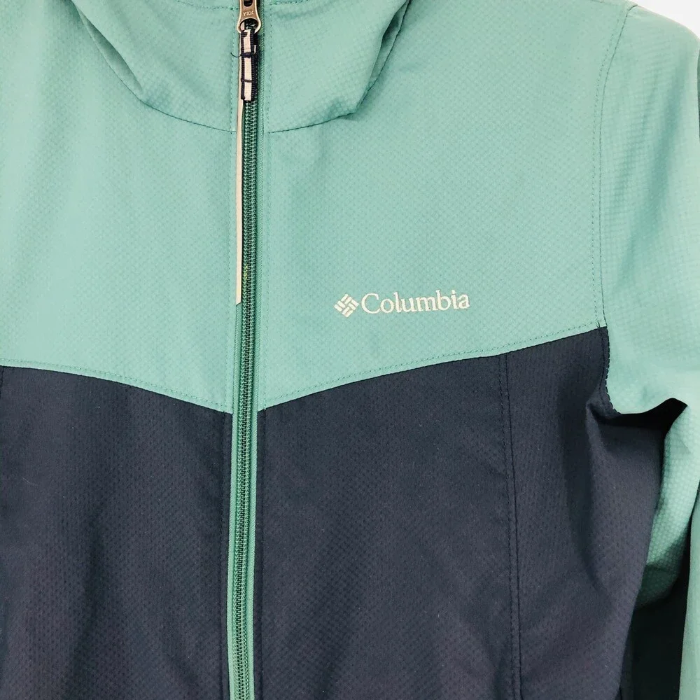 Columbia Youth's Light Weight Full Zip Hooded Outdoor Windbreaker Jacket Size LG